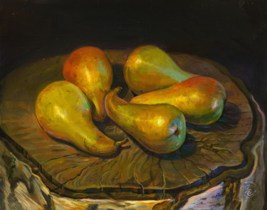Malerei mit dem Titel "Pears" von Sergey Lesnikov, Original-Kunstwerk, Öl