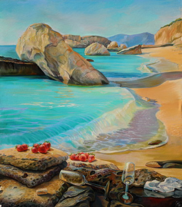 Painting titled "Warm waves" by Sergey Lesnikov, Original Artwork, Oil