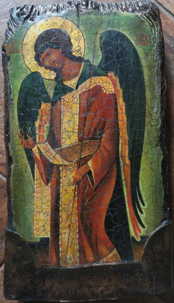 Painting titled "Archangel Gabriel" by Sergey Lesnikov, Original Artwork, Oil