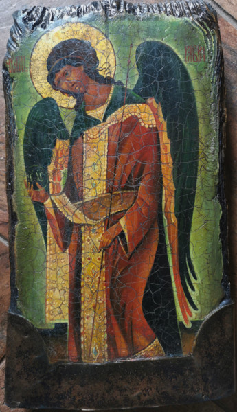 Peinture intitulée "Archangel Gabriel" par Sergey Lesnikov, Œuvre d'art originale, Huile