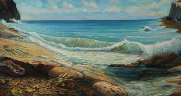 绘画 标题为“Golden shore” 由Sergey Lesnikov, 原创艺术品, 油
