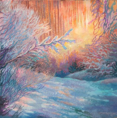 Painting titled "Winter frost" by Sergey Lesnikov, Original Artwork, Oil