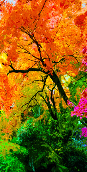 Arte digital titulada "Jardin Japonais" por Nik, Obra de arte original, Pintura Digital