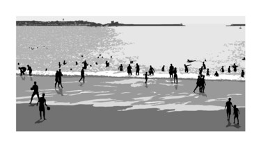 Digital Arts titled "scènes de plage en…" by Nik, Original Artwork, Digital Painting