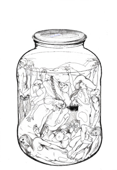 Zeichnungen mit dem Titel "closing down tempor…" von Veronika Bernard, Original-Kunstwerk, Tinte