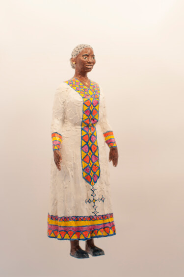 Skulptur mit dem Titel "Ethiopian woman" von Veronika Bernard, Original-Kunstwerk, Gips Auf Metall montiert