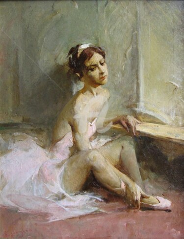 Painting titled "Ballerina At The Mi…" by Nika Gabunia (nikagabunia), Original Artwork, Oil