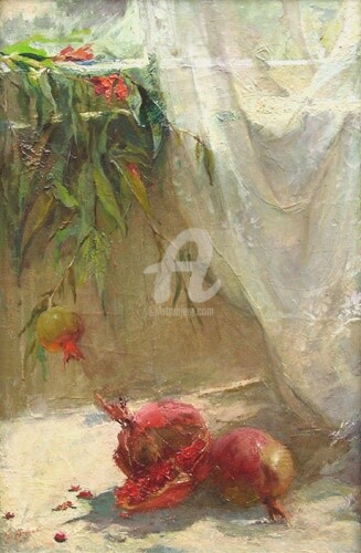 Painting titled "The Pomegranate Col…" by Nika Gabunia (nikagabunia), Original Artwork, Oil