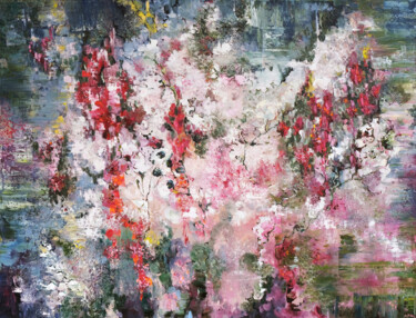 Картина под названием "Abstract #15, pond,…" - Nika Mayer, Подлинное произведение искусства, Масло Установлен на Деревянная…