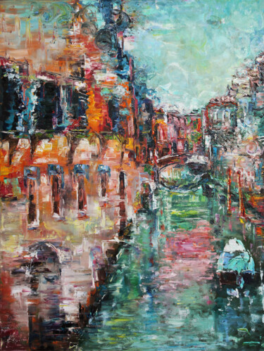Painting titled "Abstract Venice, It…" by Nika Mayer, Original Artwork, Oil
