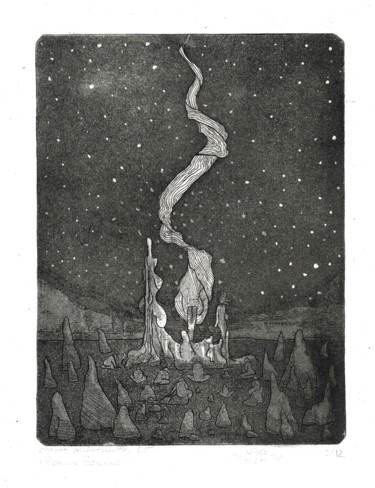 Отпечатки и Гравюры под названием "Ночное бдение" - Nika Mett, Подлинное произведение искусства, Травление