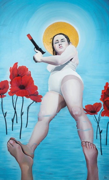 Картина под названием "The Poppy Babe (Мак…" - Veronika Peretyagina, Подлинное произведение искусства, Масло