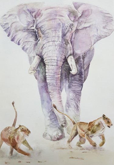 Malerei mit dem Titel "Wild" von Veronika Simakhina, Original-Kunstwerk, Aquarell