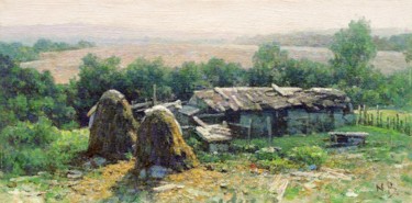 Painting titled "Hill Side" by Nikolo Balkanski, Original Artwork, Oil
