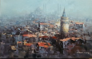 Pintura intitulada "İstanbul galata kul…" por Nikea Art Gallery Sanat Galerisi, Obras de arte originais, Aerógrafo