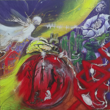 Painting titled "Κίτρινη καρδιά" by Niki Goranova, Original Artwork, Acrylic