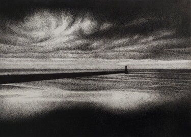 Рисунок под названием "The Lighthouse" - Niki Saunders, Подлинное произведение искусства, Чернила Установлен на картон