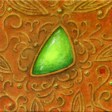 Painting titled "The Jadeite in the…" by Ekaterina Nikidis, Original Artwork, Acrylic Mounted on Cardboard