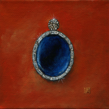 Painting titled "Sapphire" by Ekaterina Nikidis, Original Artwork, Acrylic Mounted on Cardboard