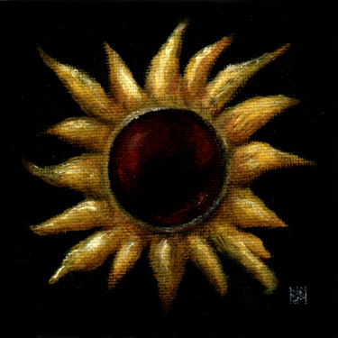 Painting titled "The Sun" by Ekaterina Nikidis, Original Artwork, Acrylic Mounted on Cardboard