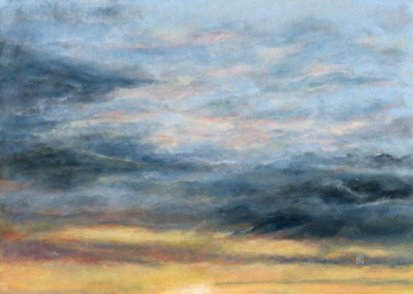 Painting titled "Sunset study" by Ekaterina Nikidis, Original Artwork, Acrylic Mounted on Cardboard
