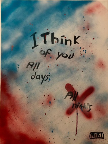 Ζωγραφική με τίτλο "Think love" από Niki Gram, Αυθεντικά έργα τέχνης, Άλλος