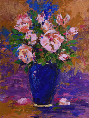 Картина под названием "Пионы - дикой розы…" - Nikita Chaikovskiy, Подлинное произведение искусства, Акрил Установлен на Дере…