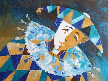 Peinture intitulée ""Пьеро"" par Nikita Chaikovskiy, Œuvre d'art originale, Acrylique Monté sur Panneau de bois