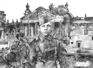 Drawing titled "The son of regiment" by Nikita Fedorov, Original Artwork, Graphite