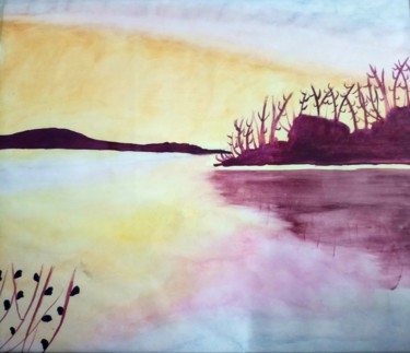 Painting titled "Lanscape Beauty wat…" by Nikita Nandakumar, Original Artwork, Pastel