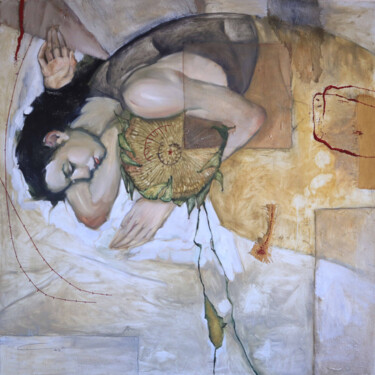 Pittura intitolato "Sunflower girl" da Nikita Savchuk, Opera d'arte originale, Olio Montato su Telaio per barella in legno