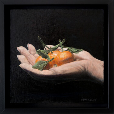 Painting titled "Clementines on hand" by Nikita Van Chagov, Original Artwork, Oil