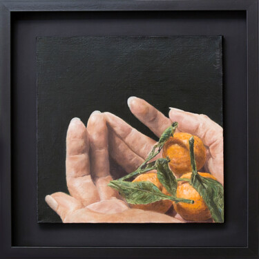 Картина под названием "Tangerines on hands" - Nikita Van Chagov, Подлинное произведение искусства, Масло