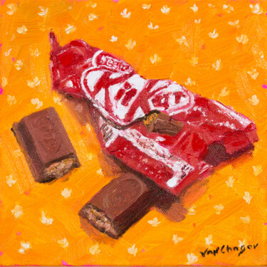 Malerei mit dem Titel "Kit Kat Still Life" von Nikita Van Chagov, Original-Kunstwerk, Öl