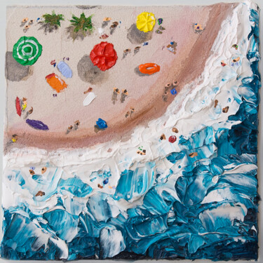 Картина под названием "Aerial Beach People…" - Nikita Van Chagov, Подлинное произведение искусства, Акрил