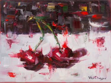 Malerei mit dem Titel "Modern Cherry Still…" von Nikita Van Chagov, Original-Kunstwerk, Öl