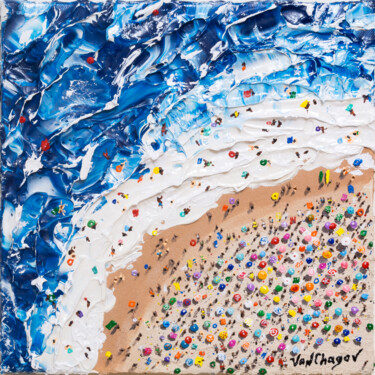 Malerei mit dem Titel "Busy Beach - Aerial…" von Nikita Van Chagov, Original-Kunstwerk, Acryl