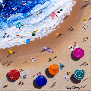 Painting titled "3D Aerial Beach Pai…" by Nikita Van Chagov, Original Artwork, Acrylic