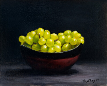 Pittura intitolato "Green grapes still…" da Nikita Van Chagov, Opera d'arte originale, Olio