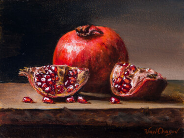 Painting titled "Pomegranate oil sti…" by Nikita Van Chagov, Original Artwork, Oil