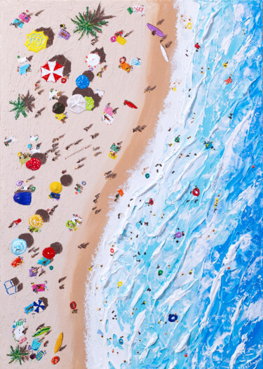 Ζωγραφική με τίτλο "Beach scene" από Nikita Van Chagov, Αυθεντικά έργα τέχνης, Ακρυλικό
