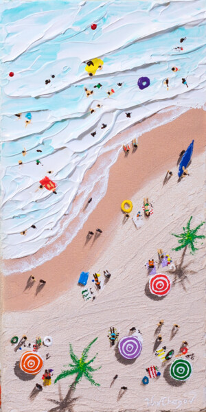 Schilderij getiteld "Small beach scene" door Nikita Van Chagov, Origineel Kunstwerk, Acryl