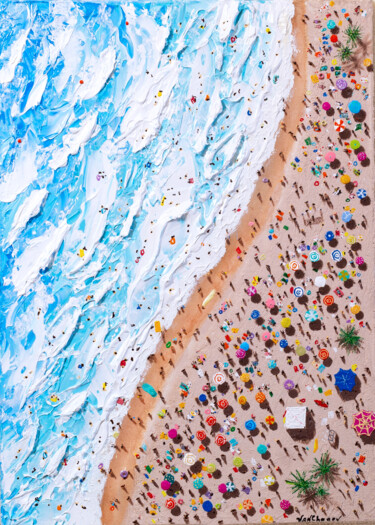Картина под названием "Post pandemic beach" - Nikita Van Chagov, Подлинное произведение искусства, Акрил