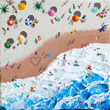 Pittura intitolato "Heart on the beach" da Nikita Van Chagov, Opera d'arte originale, Acrilico