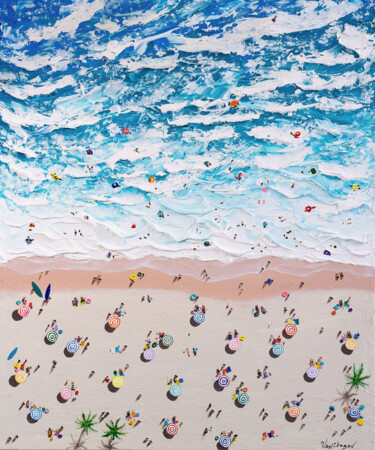 Pintura titulada "120cm Aerial Beach…" por Nikita Van Chagov, Obra de arte original, Acrílico
