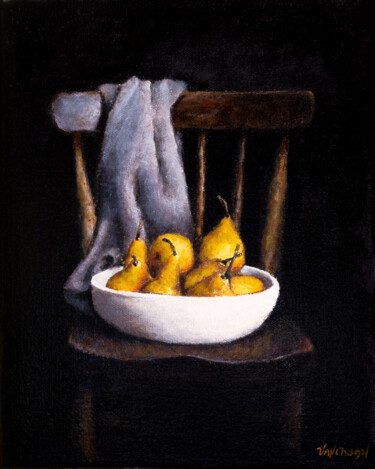 Pittura intitolato "Pears on the chair…" da Nikita Van Chagov, Opera d'arte originale, Olio