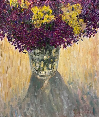 Malerei mit dem Titel "The Flowers on the…" von Nikita Voloshin, Original-Kunstwerk, Öl Auf Keilrahmen aus Holz montiert