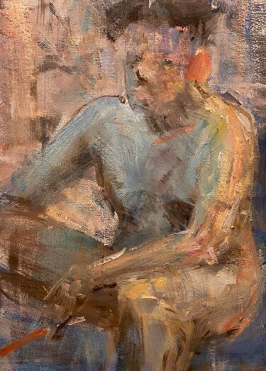 Peinture intitulée "Seated figure" par Nikita Voloshin, Œuvre d'art originale, Huile Monté sur Carton