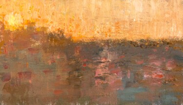 Картина под названием "The summer sunrise" - Nikita Voloshin, Подлинное произведение искусства, Масло Установлен на картон
