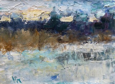 Painting titled "The winter on the c…" by Nikita Voloshin, Original Artwork, Oil